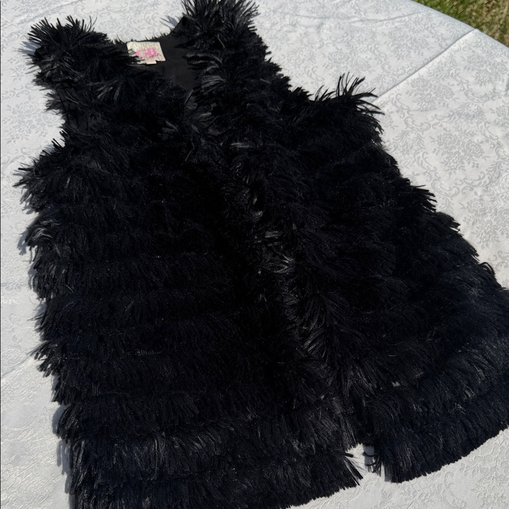 GB Girls Black Faux Fur Vest